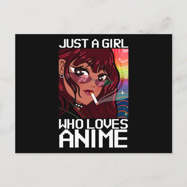 Carte Postale Anime manga fumer Cigarett Juste une fille (Devant)