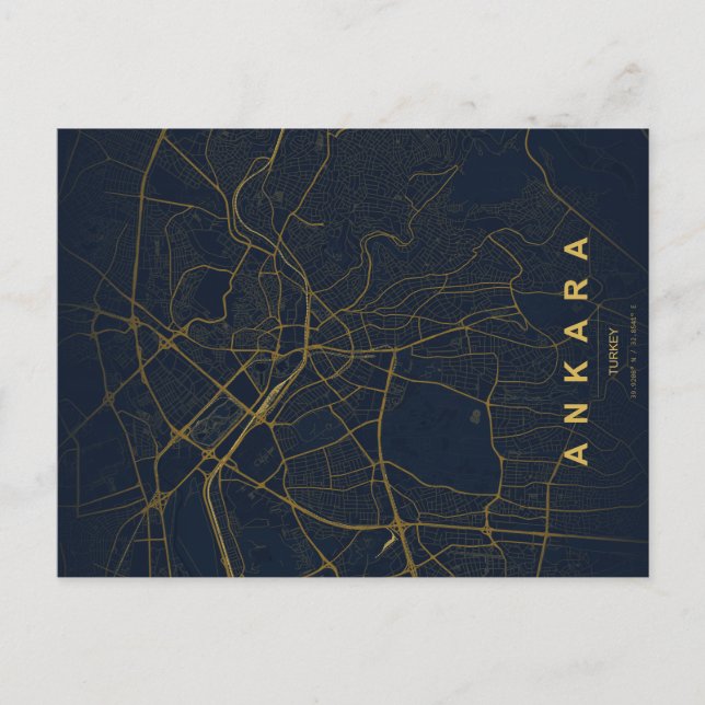 Carte Postale Ankara Turkey Map Minimal (Devant)