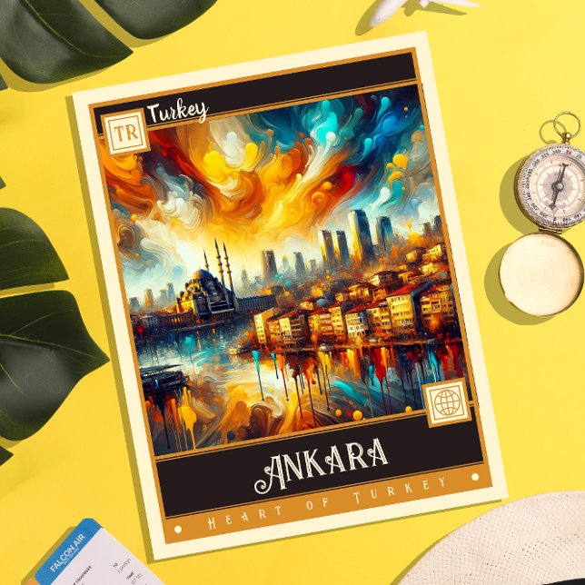 Carte Postale Ankara, Turquie | Peinture Vintage (Créateur téléchargé)