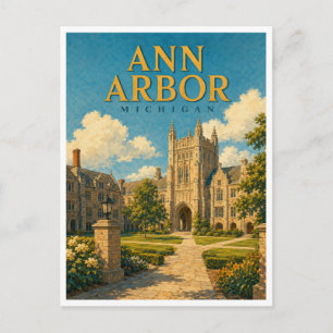 Carte Postale Ann Arbor Michigan Law Quad GeoSaga