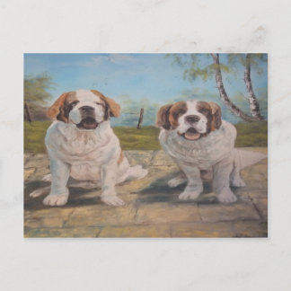 Carte Postale Ann Hayes Peinture Deux St Bernards