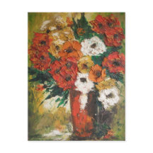 Carte Postale Ann Hayes Peinture Fleurs Rouges Mix