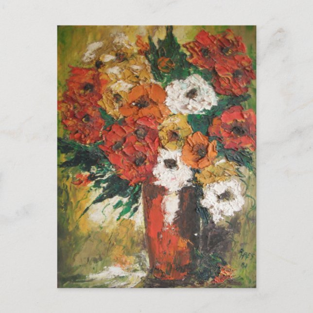 Carte Postale Ann Hayes Peinture Fleurs Rouges Mix (Devant)