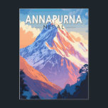 Carte Postale Annapurna Nepal Travel Art Vintage<br><div class="desc">Annapurna dans un style vectoriel. Annapurna est une montagne située dans la chaîne montagneuse Annapurna de la province de Gandaki,  au centre-nord du Népal. C'est la 10ème plus haute montagne du monde.</div>