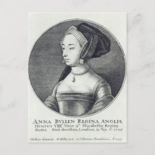 Carte Postale Anne Boleyn, gravée par Wenceslaus Hollar, 1649