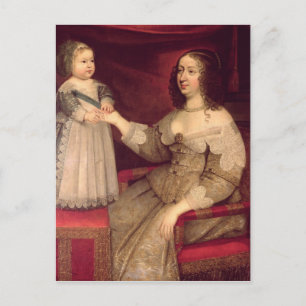 Carte Postale Anne d'Autriche avec son fils Louis XIV
