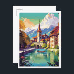 Carte Postale Annecy France Illustration de voyage vintage Art<br><div class="desc">Annecy France Art lieu de voyage vintage illustration</div>