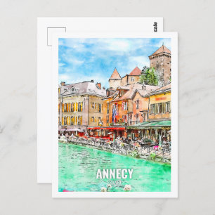Carte Postale Annecy France Travel Place Aquarelle