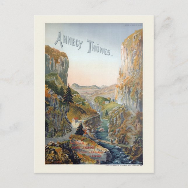 Carte Postale Annecy Thônes Poster vintage 1899 (Devant)