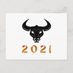 Carte Postale Année chinoise de la silhouette Ox 2021