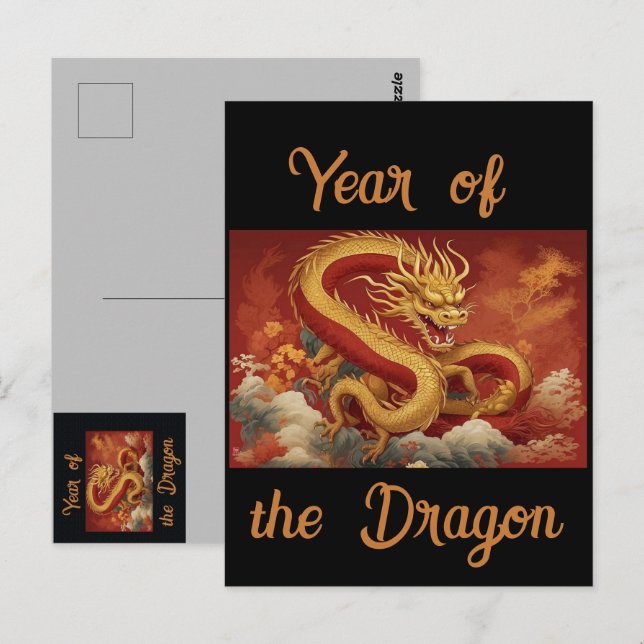 Carte postale année du Dragon (Devant / Derrière)