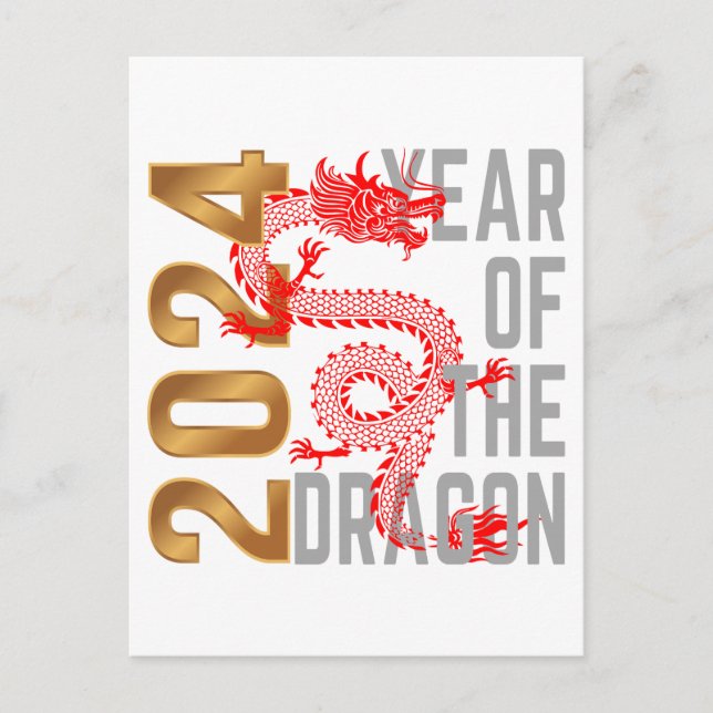 Carte Postale Année du Dragon 2024 zodiaque chinois (Devant)