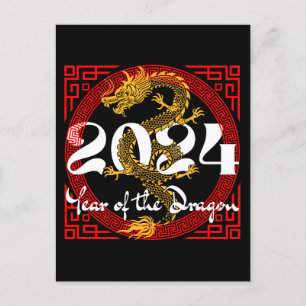 Carte Postale Année du Dragon 2024 zodiaque chinois