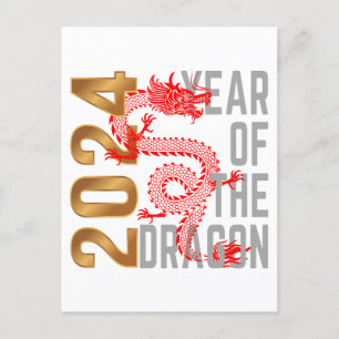 Carte Postale Année du dragon Année 2024 Zodiac chinois