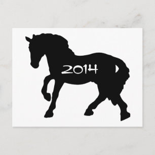 Carte postale Année noire et blanche du cheval