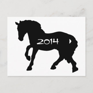 Carte postale Année noire et blanche du cheval