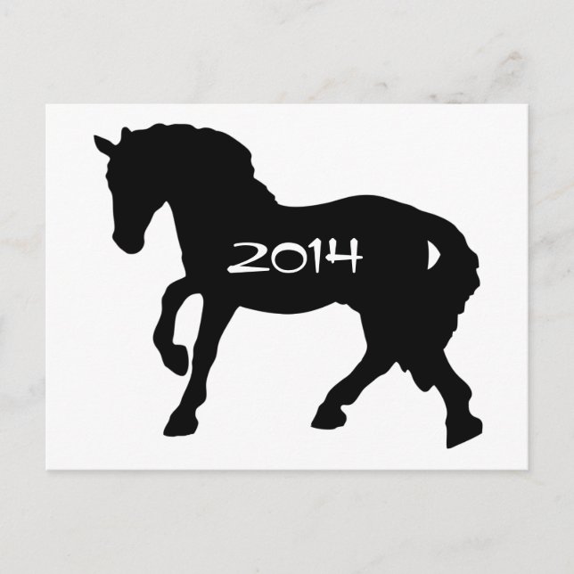 Carte postale Année noire et blanche du cheval (Devant)