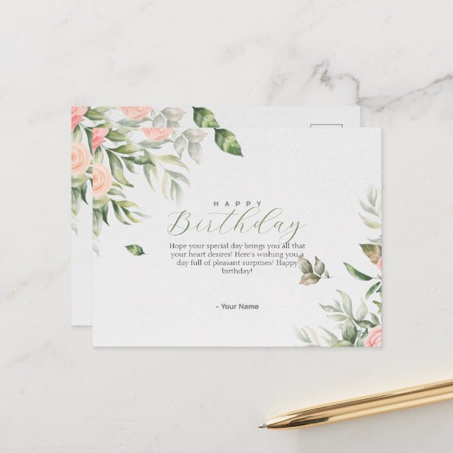 Carte postale anniversaire (Devant/Arrière en situation)