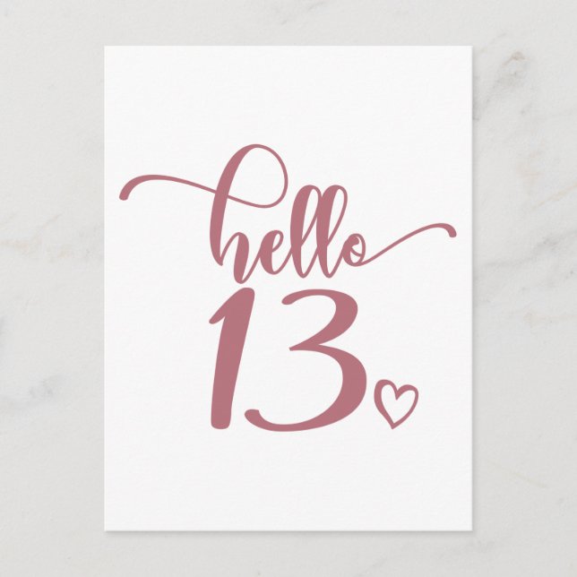 Carte Postale Anniversaire 13 Ans Femme Bonjour 13 Mignon 13 Ans (Devant)