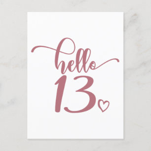 Carte Postale Anniversaire 13 ans Femmes Bonjour 13 Mignon 13 An