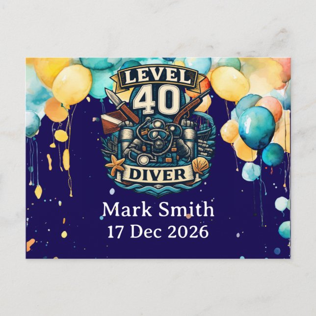 Carte Postale Anniversaire 40 ans plongée  (Devant)