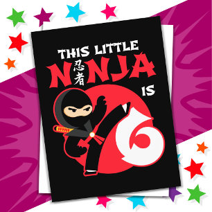 Carte Postale Anniversaire 6 ans Enfants Fête Petit Ninja 6