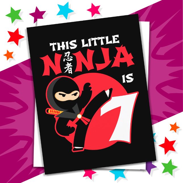 Carte Postale Anniversaire 7 Ans Enfant Fête Petit Ninja 7 (Créateur téléchargé)