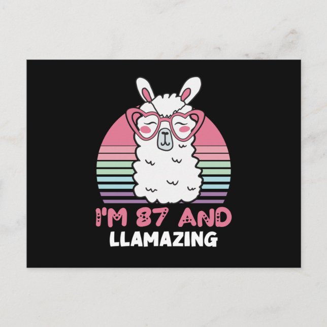 Carte Postale Anniversaire 87 ans Llamazing Llama Cadeau d'anniv (Devant)