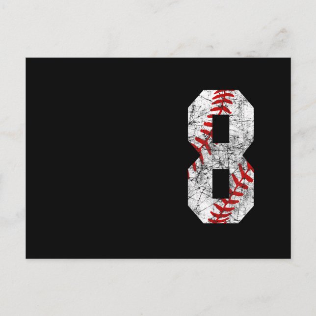 Carte Postale Anniversaire 8 Ans Baseball Gros Numéro Huit 8 Ans (Devant)