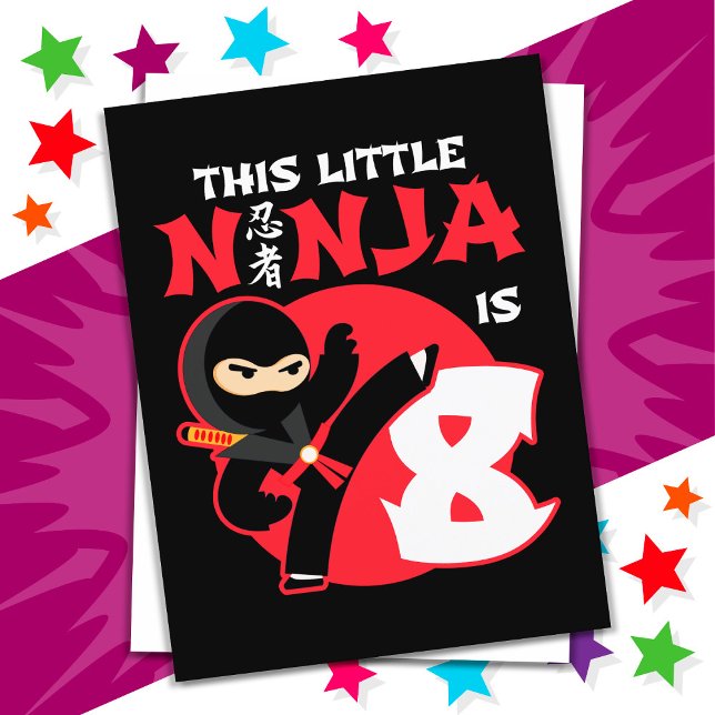 Carte Postale Anniversaire 8 ans Fête Enfants Petit Ninja 8 (Créateur téléchargé)