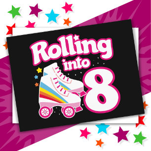 Carte Postale Anniversaire 8 ans patin à roulettes 8 ans