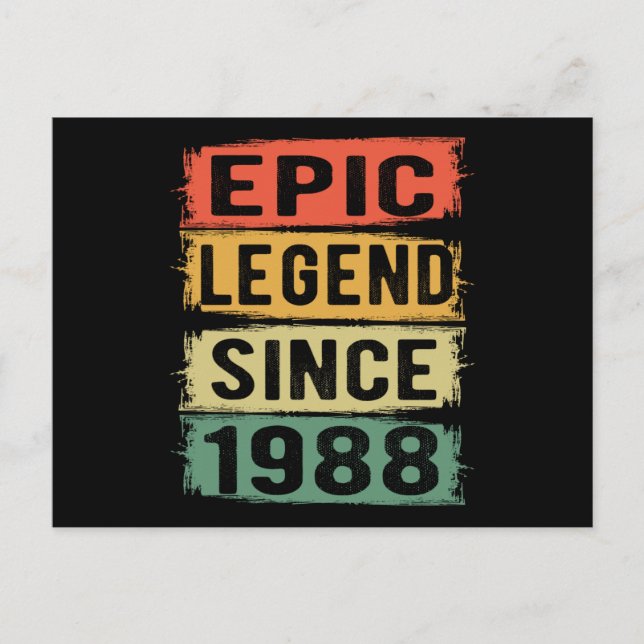 Carte Postale anniversaire âgé de 37 ans 1988 Légende épique 37e (Devant)