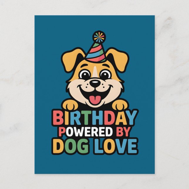 Carte Postale Anniversaire alimenté par l'amour des chiens Desig (Devant)