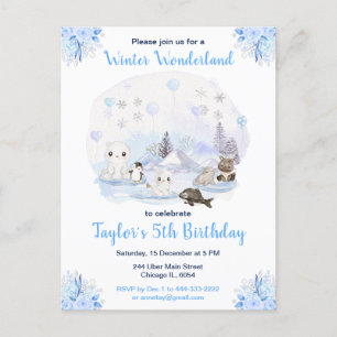 Carte Postale Anniversaire Animaux Arctiques Merveilles d'Hiver