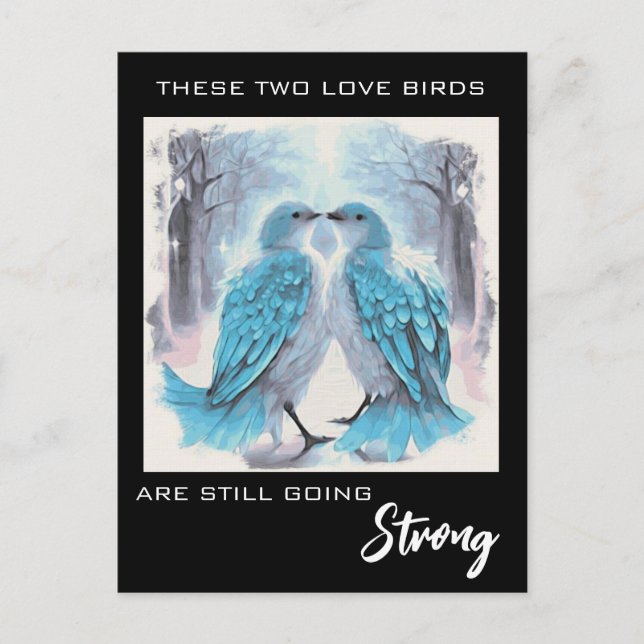 Carte Postale *~* Anniversaire Artsy Inséparables hiver AP54 (Devant)