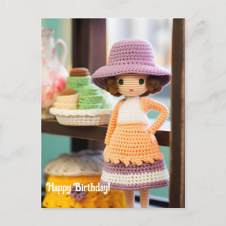 Carte Postale Anniversaire au crochet et cupcakes