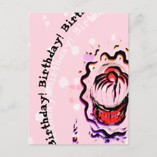Carte Postale Anniversaire Cerise Cupcake Doodfood Combat sur ro