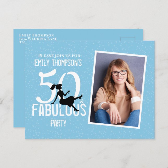 Carte Postale Anniversaire Cinquante et fabuleux Photo moderne C (Devant / Derrière)