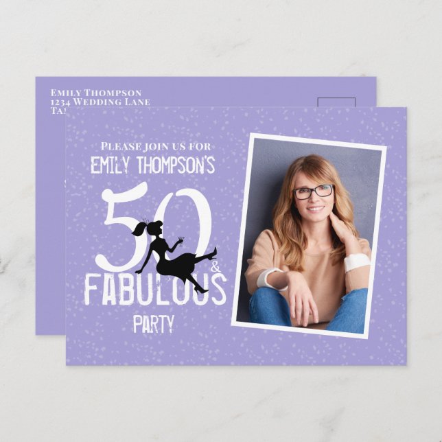 Carte Postale Anniversaire Cinquante et fabuleux Photo moderne C (Devant / Derrière)