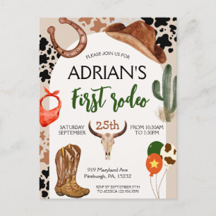 Carte Postale Anniversaire Cowboy 1er Rodéo Fête d'Anniversaire