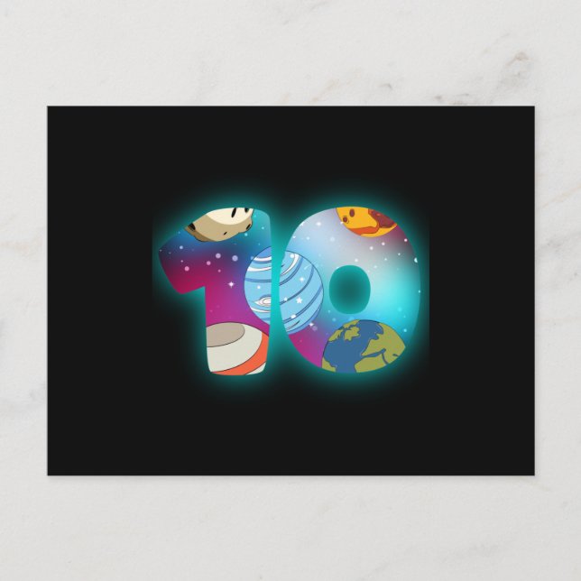 Carte Postale ANNIVERSAIRE DANS L'ESPACE 10 Anniversaire 10 ans  (Devant)