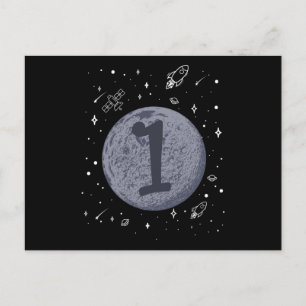Carte Postale ANNIVERSAIRE DANS L'ESPACE 1 1er Anniversaire Enfa