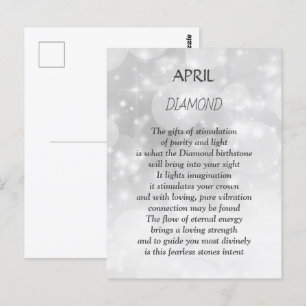 Carte Postale Anniversaire d'avril Pierre de naissance Diamant 