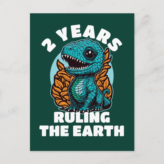 Carte Postale Anniversaire de 2 ans de bébé dinosaure (Devant)