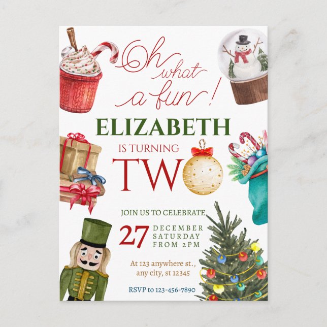 Carte Postale Anniversaire de 2 ans Noël Oh Quelle Joie (Devant)