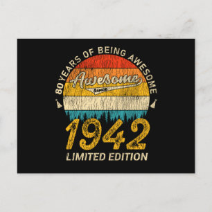 Carte Postale anniversaire de 80 ans 1942 stupéfiant depuis 80e 