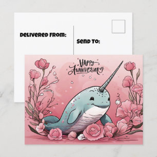 Carte Postale Anniversaire de bébé narval