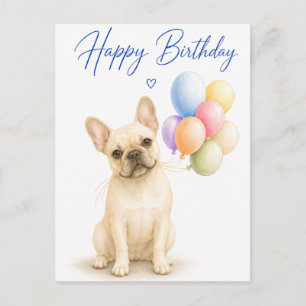 Carte Postale Anniversaire de Bouledogue Français