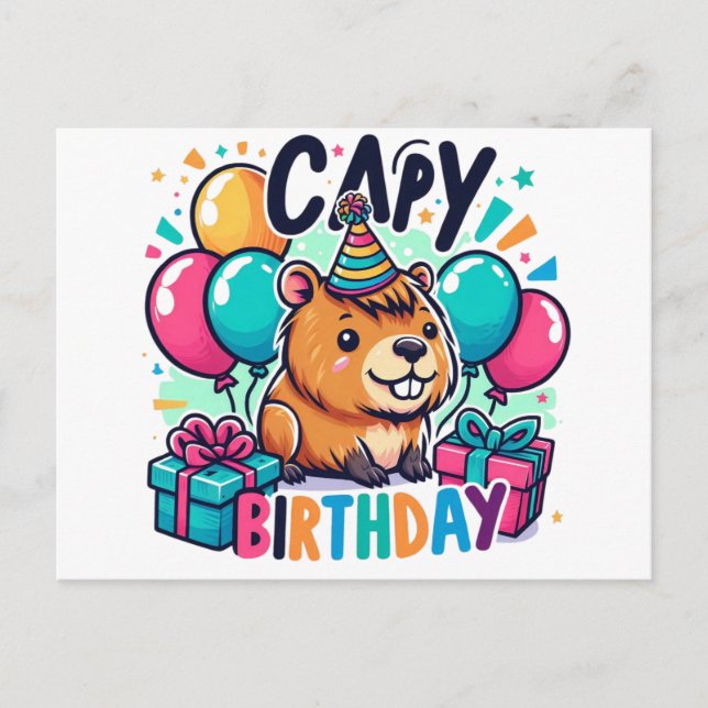 Carte Postale Anniversaire de Capy - Design de soirée de Cute Ca (Devant)