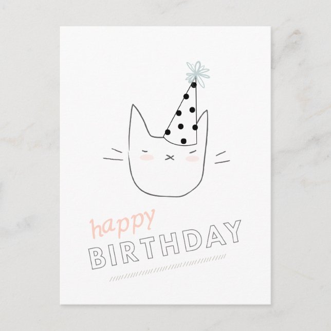 Carte Postale Anniversaire de chat de partie joyeux (Devant)